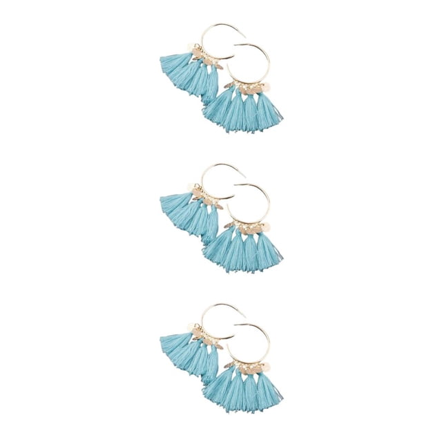 Pendientes de araña Sonducket Estilo bohemio Vintage Tribal Borla Oreja Cuelga Aro Día de San Valentín Niñas Lago Azul