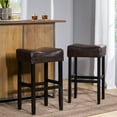 thumbnail image 6 of 30-inch Bonded Leather Bar Stools (2), Brown - Rubberwood Leg Support, Classy Faux Upholstery, Sleek And Space-aware, Hassle- Cleaning, Versatile Seating Option For Various Settings, 6 of 7