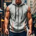 thumbnail image 2 of Men's Sleeveless Zip Up Hoodie Workout Muscle Tank Top Quick Dry Hooded Tops with Pockets Full Zipper Bodybuilding Vest Summer Lightweight Athletic Activewear Training, 2 of 5
