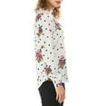 thumbnail image 5 of INSPIRE CHIC Women's Tie Ruffled Neckline Polka Dots Floral Blouse Tops S White, 5 of 8