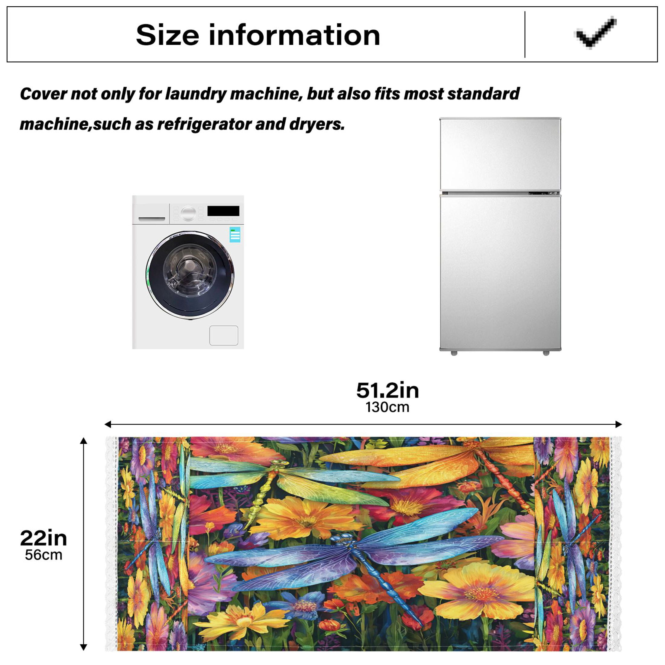 Wobogo Dragonfly Floral Breeze Washing Machine Cover Dustproof Washer Dryer Cover Waterproof Laundry Room Decorative Protector