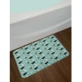 thumbnail image 2 of Halloween Bath Mat, in Ghost Skeleton and Vampire Costumes Trick or Treat Pumpkin, Plush Bathroom Decor Mat with Non Slip Backing, 29.5" X 17.5", Pale Teal Multicolor, by Ambesonne, 2 of 2