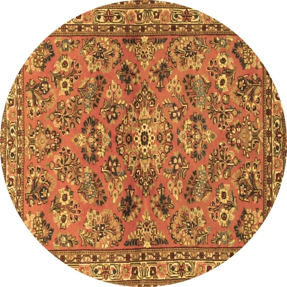Ahgly Company Machine Washable Indoor Round Persian Brown Traditional Area Rugs, 3' Round