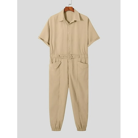 

INCERUN Men s Casual Short Sleeve Overall Cargo Workwear Jumpsuits