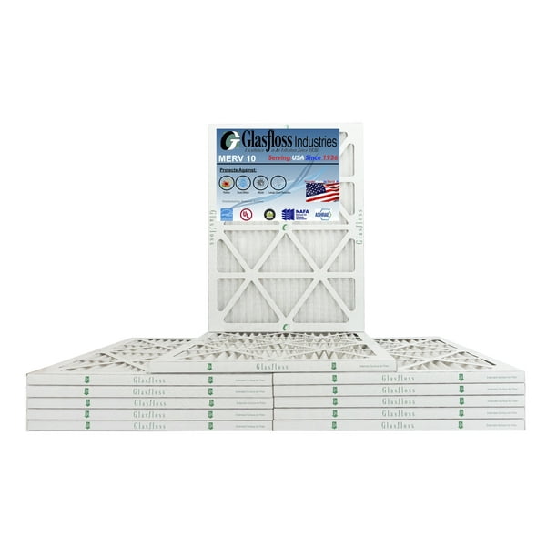 Glasfloss 16x24x1 1" MERV 10 (Pack of 12) Pleated AC or HVAC Air