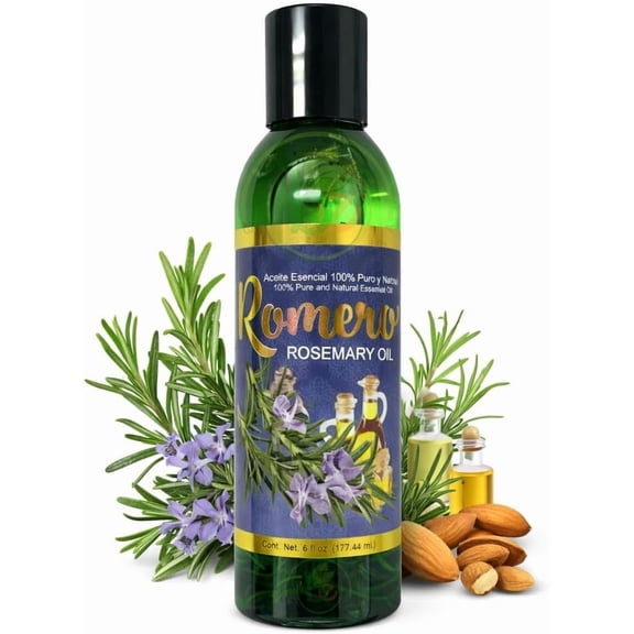 Rosemary(Romero)Essential w/Almond Oil – 6 fl oz –100% Pure & Natural,Cosmetic Hair & Body,Supports Healthy-Looking Hair,Shine