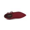 thumbnail image 4 of BLISSFUL STEP Women's Pointed Toe Plaid Block Heels Ankle Boots Burgundy 8, 4 of 7