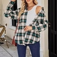 thumbnail image 6 of Womens Classic Plaid Shirt Long Sleeve Cotton Button Down Up Shirts Stylish Loose Blouse V Neck Tops Women's Plaid Loose Cardigan Long Sleeved Shirt And Long Sleeved Collar Top Shirt, 6 of 6