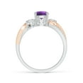 thumbnail image 2 of ANGARA Natural Amethyst and Diamond Twisted Vine Ring in 14K White & Rose Gold for Women (Size-6mm) | February Birthstone, Birthday, Anniversary, Jewelry Gift for Women | Natural Amethyst Ring, 2 of 10