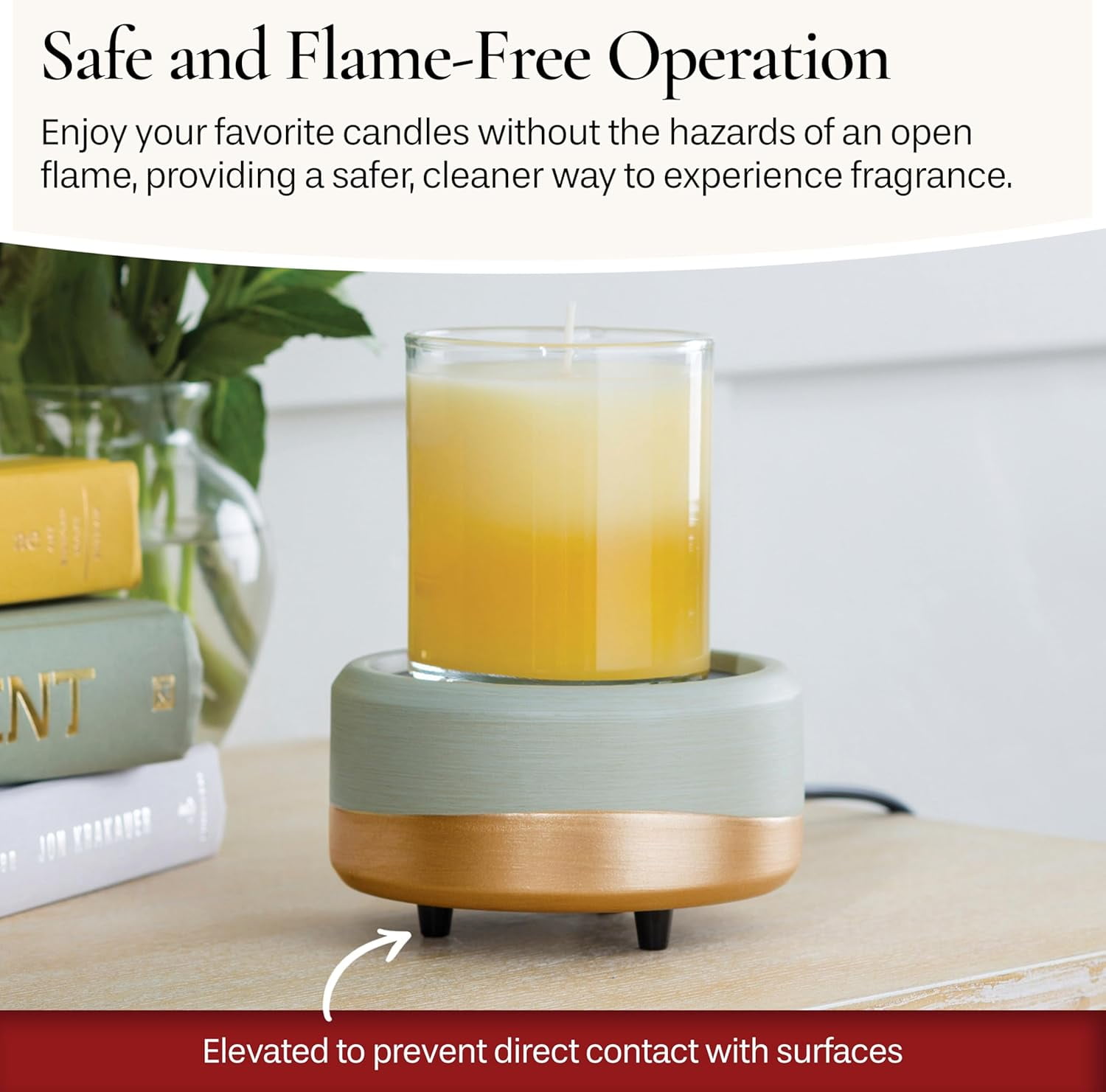 ETC 2-in-1 Candle and Fragrance Warmer for Warming Scented Candles or Wax Melts and Tarts with to Freshen Room, Midas