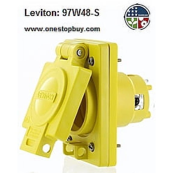 Leviton 97W48-S Single Outlet w/Cover Locking Blade Wetguard 20A 250V 2P3W Grounding - Yellow