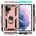 thumbnail image 3 of SaniMore Tri-layer Case for Samsung Galaxy S22 Ultra 6.8", 360° Rotating Holder/Kickstand Rugged PC Back + TPU Bumper Magnetic Car Mount Anti-fingerprint Anti-fall Heavy Duty Protective Case, Rosegold, 3 of 8