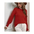 thumbnail image 4 of Female Fall Sweaters Lace Peplum Mock Neck Cozy Sweater Pullover Red S, 4 of 9