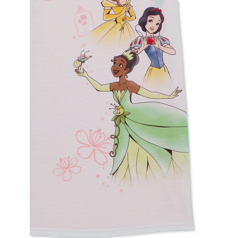 Disney Princess Girls Pajama Nightgown with Short Sleeves Sizes 4 12