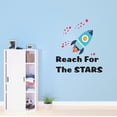 thumbnail image 2 of Reach for the Stars Quote Lettering Wall DecorWall Decal Decoration Reach for the Stars Adventurous Space Cartoon Rocket Decorating Ideas for Boy's Bedroom Size: 9 In(W) x 10 In(H), 2 of 5