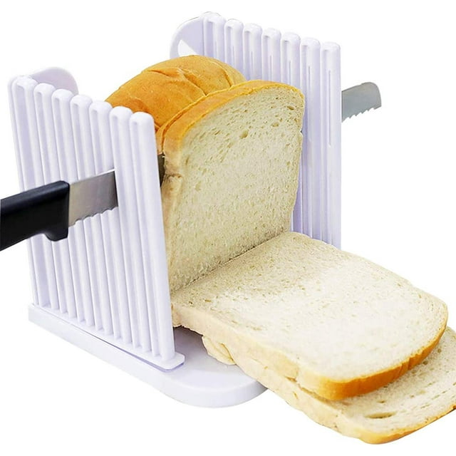 Rebanadora de pan para panificadora casera, tabla de cortar y guía para rebanar, plegable y compacta, blanca JFHHH pequeña