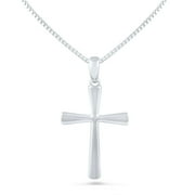 SILVERCLOSEOUT Sterling Silver Large Traditional Cross Necklace for Female Adult Women Teen Girls (18" chain included)