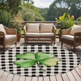 thumbnail image 4 of Round Rug 5Ft Washable Non-Slip, St. Patrick's Day Circle Area Rugs for Living Room Bedroom, Shamrock Leaves Black White Plaid Retro Indoor Floor Mats Carpet Runner for Home Decor Aesthetic, 4 of 8