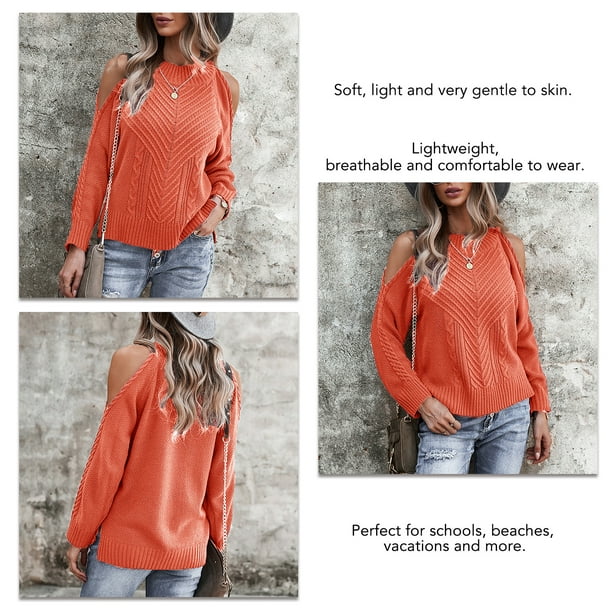 Women Sweater, Machine Wash Home Knitwear Round Neck Polyester For Office ANGGREK Otros