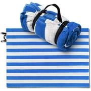 Extra Large Family Cabana Stripe Beach Towel 52 x 72 inch - BLUE - Hotel Pool and Resort Big and Absorbent