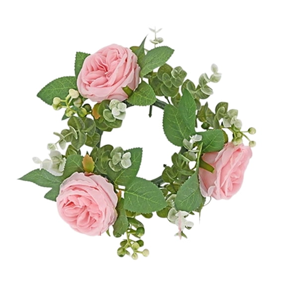 Fasiaou Wedding Candle Rings, Artificial Rose,Wreaths 3 Inch Center, Wedding Decorations Table Centerpiece, Candle Rings for Home Party Table Decor,Hot Pink