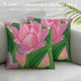 thumbnail image 3 of Pink Green Floral Pillow Covers Flower Print Square Cushion Covers Botanical Plant Teens Throw Pillow Covers Leaf Cushion Covers for Couch Sofa Room Decor, 3 of 5