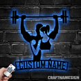 thumbnail image 2 of Craftnamesign Custom Powerlifting Workout Metal Wall Art, Custom Deadlift Barbell Name Sign, 2 of 5