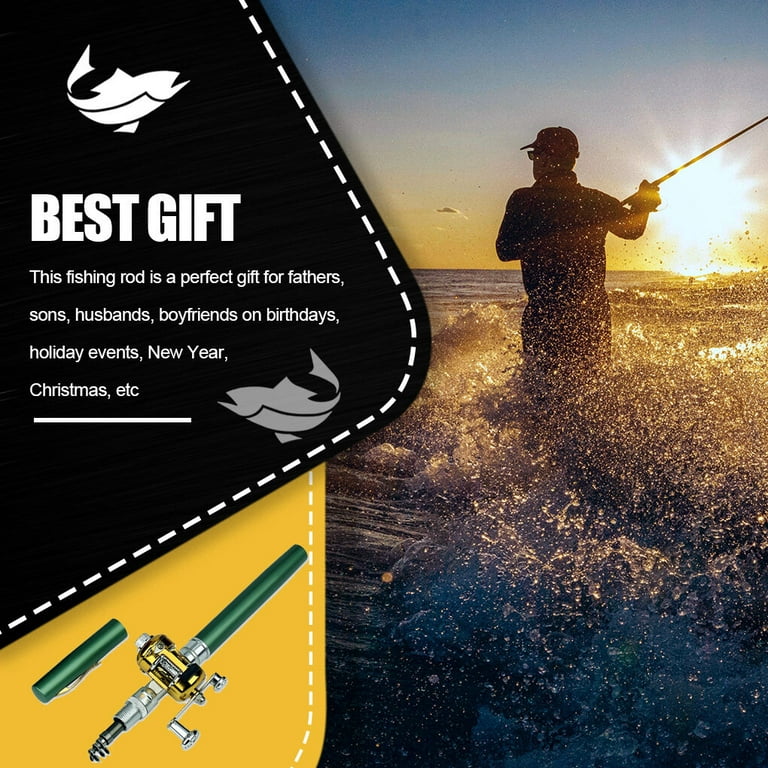 ROBOT-GXG Pen Shaped Fishing Rod Mini Portable Aluminum Alloy Telescopic  Pen Fishing Pole Pocket Fisherman Craft Gift, Green 