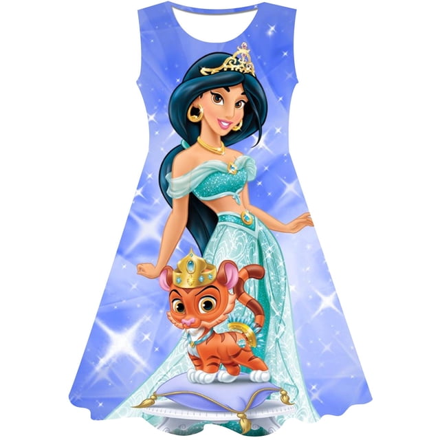 Vestido de princesa Jasmine de Disney para niñas pequeñas, vestidos de fiesta de cumpleaños para niñas, vestidos de actuación de Halloween para niños, disfraces 9T Gao Jinjia LED