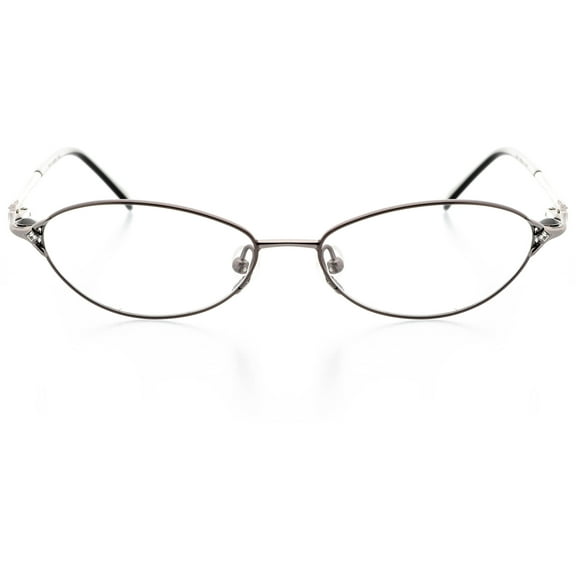 Womens Optical Eyewear - Oval Shape, Metal Full Rim, Charcol Gunmetal