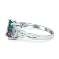 thumbnail image 3 of Emerald Cut Wedding Bridal Ring Rainbow CZ 925 Sterling Silver Size 4, 3 of 7