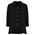 thumbnail image 5 of ZyeKqe Plus Size Cotton Linen Button down Shirts for Women 3/4 Length Sleeve Top Ruffle Hem Dressy Casual Blouses, 5 of 6