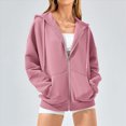 thumbnail image 3 of Towmus Long Sleeve Zip Up Hoodie Women Sweatshirts Fall Outfits 2025 Plus Size Hoodies Casual Trendy Textured Jacket, 3 of 5