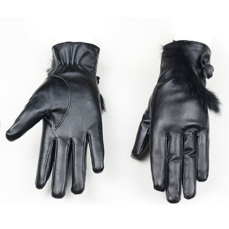 Ladies Leather Driving Gloves - DZT1968Fashion Women Lady Winter Warm Leather Driving Soft Lining Gloves Mitten