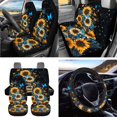 thumbnail image 5 of HUIACONG Sunflower Blue Butterfly Car Seat Covers Full Set 14 Pcs Universal Fit Washable Non-Slip Car Interior Accessories with Steering Wheel Cover Seat Belt Pads Armrest Cover, 5 of 7