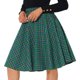 thumbnail image 1 of Falda acampanada de tartán retro por debajo de la rodilla de cintura alta para mujer Verde L, 1 of 5