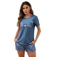 thumbnail image 4 of Short Sleeve Cotton Pajamas Sets for Women 2pc Women's Shorts Pajama Set Women's Cat Print Pajama Set Womens Summer Pajamas Sets Soft Loungewear Sets for Women, S-XXL, 4 of 13