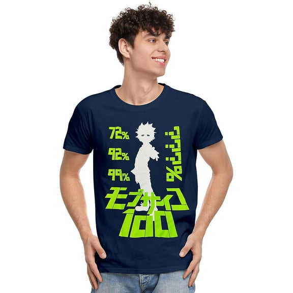Mob Psycho 100 Men & Women Japanese Graphic Tee Shirt, Navy