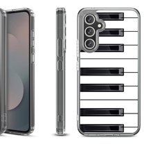 Shockproof Protective Phone Case Cover for Samsung Galaxy S25 FE, by OneToughShield - Piano Design