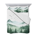 thumbnail image 7 of Green Foggy Forest Twin Size Down Alternative Comforter, Lightweight Comforter Quilt Bedding Set with Pillow Shams Mist Mountain Trees Nature Scenery All Seasons Bed Comforter Duvet Insert 68"x86", 7 of 7