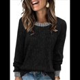 thumbnail image 1 of Camisas de Larga para Mujer, Suéteres, Conjuntos de Otoño, Bloques de Color, Ropa de Invierno, Elegantes, Informales, Suaves. Negro XXL, 1 of 7