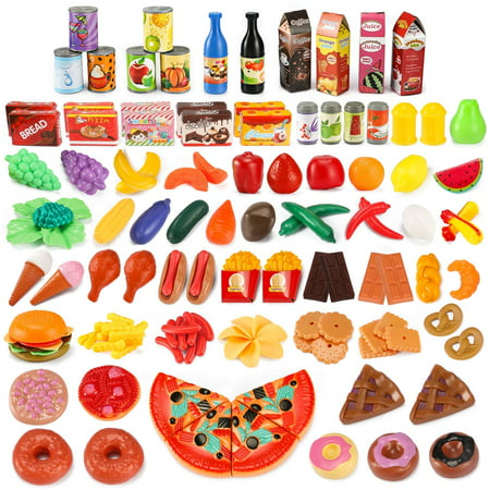 139 Piece Super Market Grocery Play Food Assortment Toy Set for (Best Stoner Food At Grocery Store)