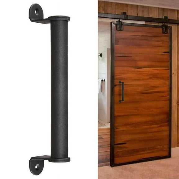 2Pcs Black Carbon Steel Sliding Barn Door Pull Handle