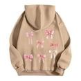 thumbnail image 3 of Arnsht Women Cute Bow Print Hoodies Comfy Preppy Hooded Sweatshirts for Teen Girls Long Sleeve Drawstring Pullover Tops Yellow L, 3 of 4