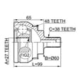 thumbnail image 2 of Febest OUTER CV JOINT 27X60X38 # 2110-SHARA48 OEM 7M0498340X, 2 of 2