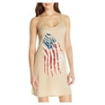 thumbnail image 1 of Leutsin Robe d'Été Décontractée Grande Taille pour Femmes, Robe Slim Ligne A Col en V Imprimé Jour de l'Indépendance Sans Manches, 1 of 4