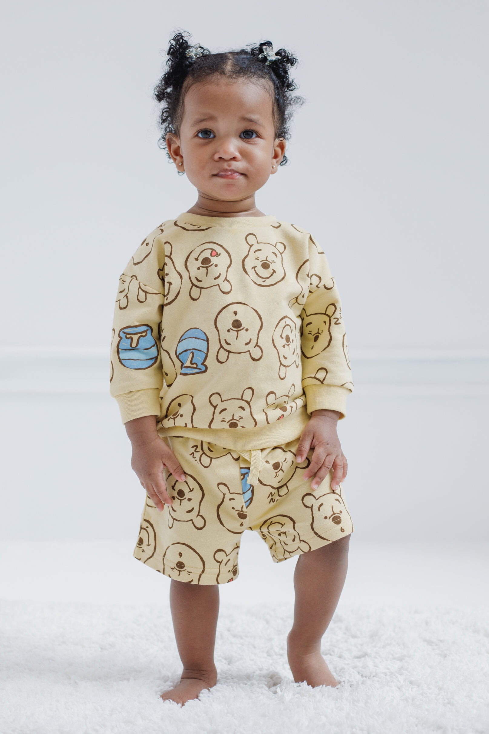 Disney Winnie the Pooh Infant Baby Boys French Terry Sweatshirt and Bike Shorts Newborn to Toddler