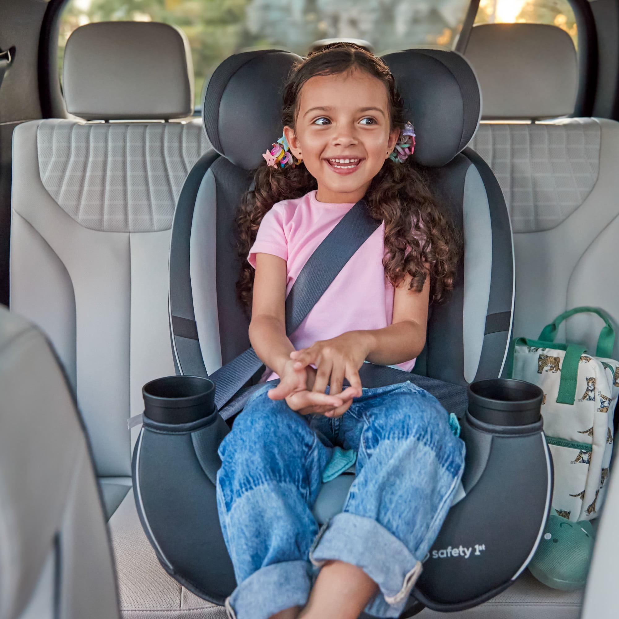 Safety 1st Grow and Go All-in-One Slim Convertible Car Seat Rear Facing, (5-40 lbs), Forward Facing (30–65 lbs), High Back Booster Seat (40-100 lbs.), Black Jasper