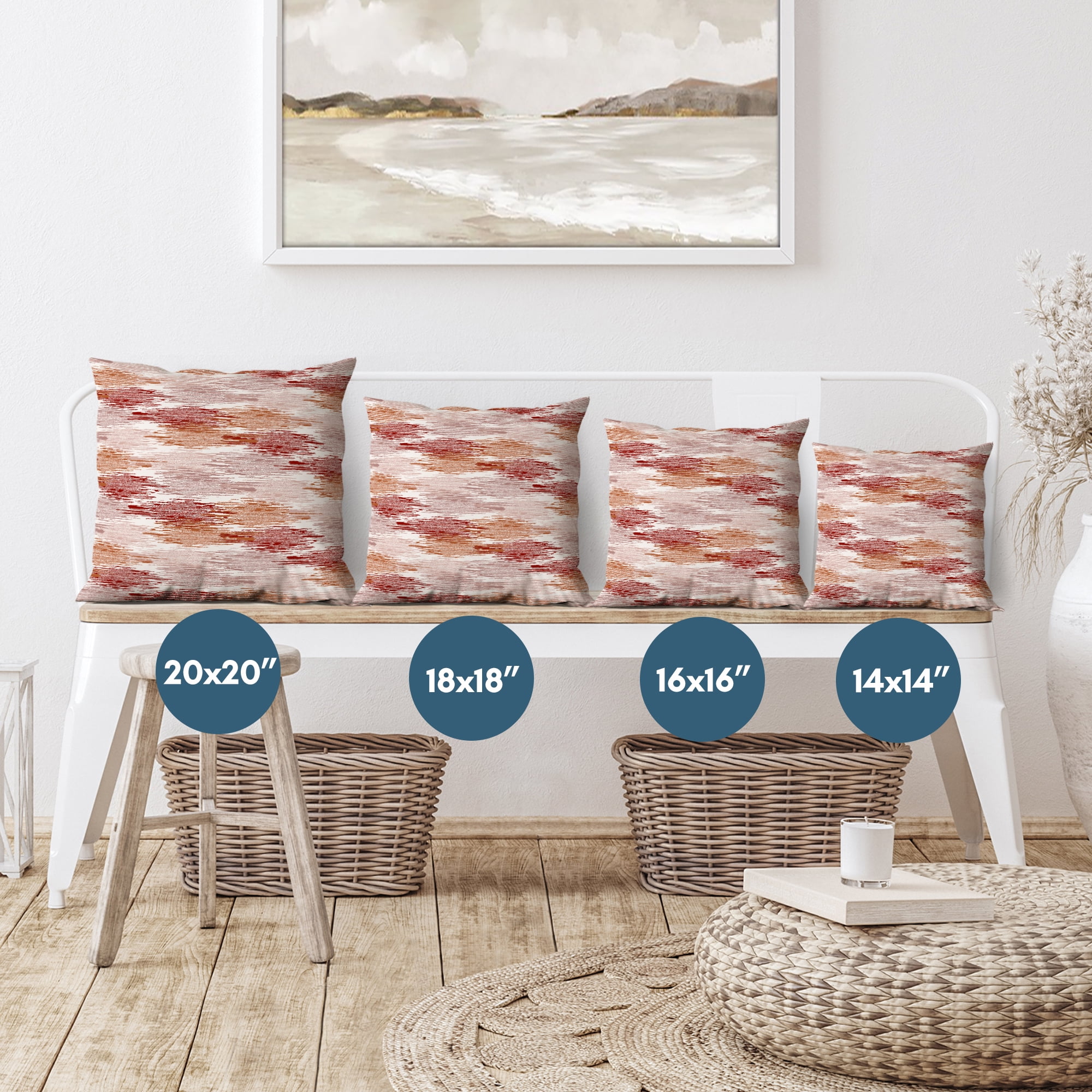 Americanflat 18"x18" Abstract Blurred Throw Pillow with Premium Polyester - Red