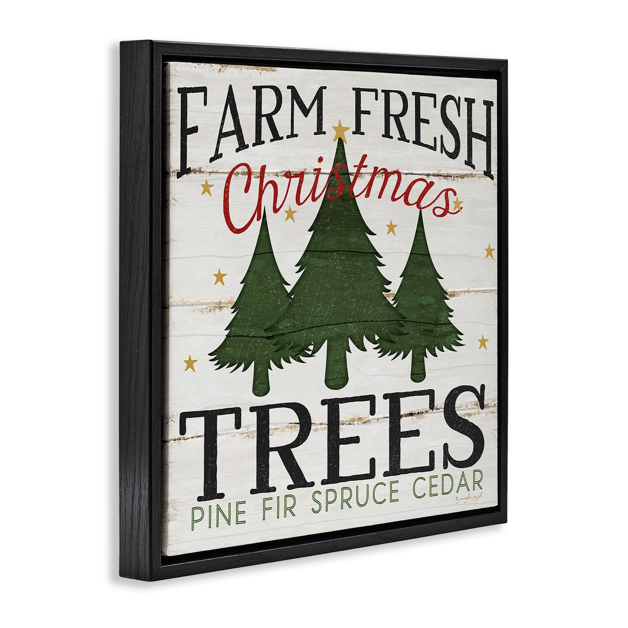 Stupell Industries Farm Fresh Christmas Trees Holiday Painting Black Floater Framed Canvas Art Print Wall Art, 25 x 25